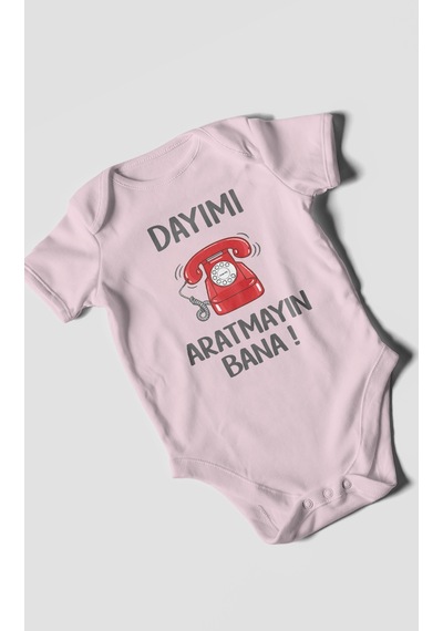 Morivokids Dayımı Aratmayın Bana Kısa Kollu Bebek Body %100 Pamuk Bebe Pembe