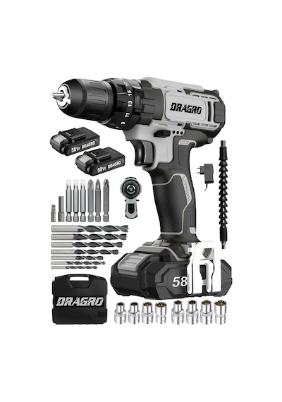 Dragro GTX-58 58V 5 AH Darbeli Çift Akülü Vidalama Makinesi Gri Dragro GTX-58 58V 5 AH Darbeli Çift Akülü Vidalama Makinesi Gri
