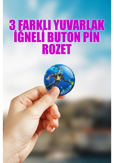 Subnautica Video Oyun Çanta Süsü İğneli Buton Rozet Seti 3 Adet Üçlü