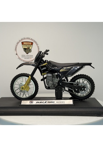 Siyah Enduro Cross - 1:18 Ölçek 12cm Kutulu Standlı Diecast Motosiklet Modeli