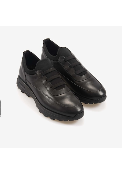 Mocassini Erkek Hakiki Deri Eva Taban Bağcıksız Lastik Detaylı Spor & Sneaker Ayakkabı 97945 Siyah Videla