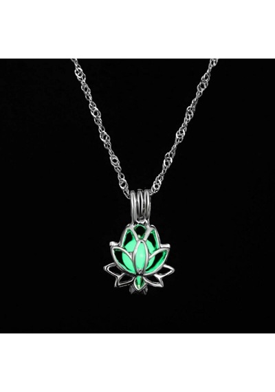 Çılgıntrend Gece Parlayan Lotus Çiçeği Kolye Çok Renkli