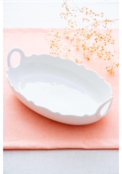 Acar Nirvana Oval Sunum Tabağı - 26 Cm Beyaz