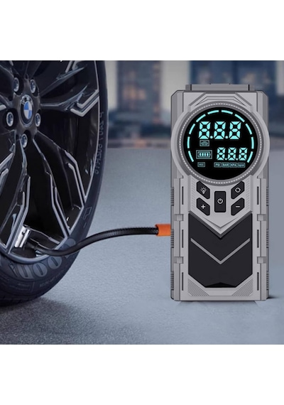 Tr Akü Takviye Cihazı Ve Dijital Hava Kompresörü - 8000mah Taşınabilir Lastik Şişirme Pompası, Akıllı Koruma
