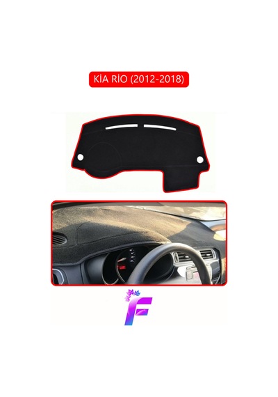 Kia Rio 2012-2018 Uyumlu Torpido Örtüsü Kolay Montaj Yansıma Önleyici Tam Koruma G75 Kırmızı