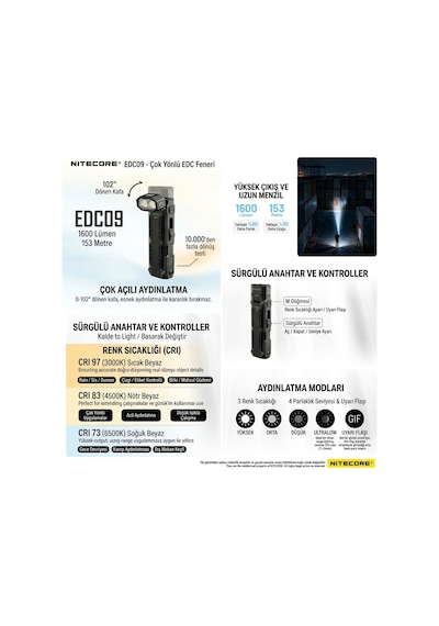Nıtecore Edc09 1600 Lumen Fener Siyah