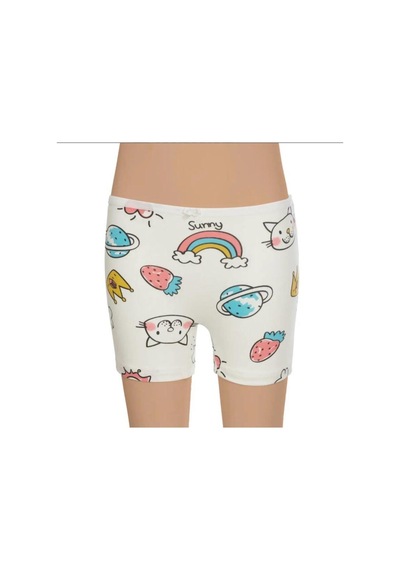 3'lü Kız Çocuk Boxer Desenli Karışık Desen-gümüş 3072 Çok Renkli