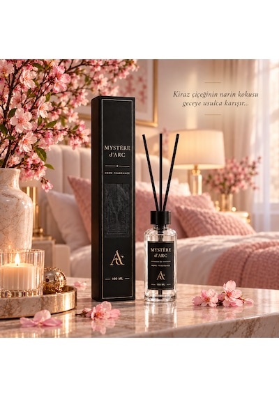 Premium Oda Kokusu Bambu Çubuklu Beyaz Şişe 100 Ml Kiraz Çiçeği