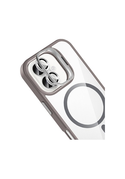 Joko Apple Uyumlu iPhone 16 Plus Remim Lensli Magsafe Standlı Kapak - Titan Gri Titan Gri