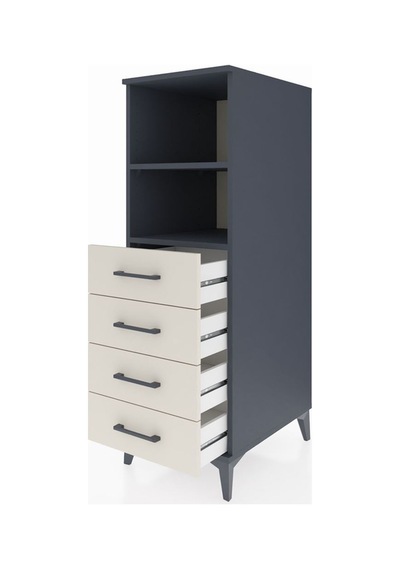 Kronos Dolap 2 Raflı 4 Çekmeceli 44x59x134 Antrasit-aytaşı Antrasit