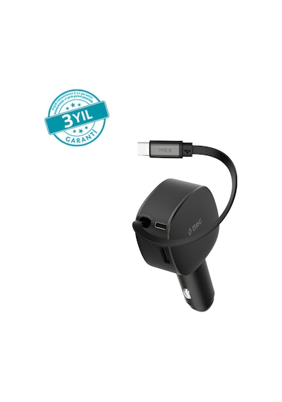 2ckp07s Ttec Smartcharger Trio Pd 60w Araç Hızlı Şarj Aleti Usb-c+usb-a+dahili Pd 30w70cmusb-c Kablo