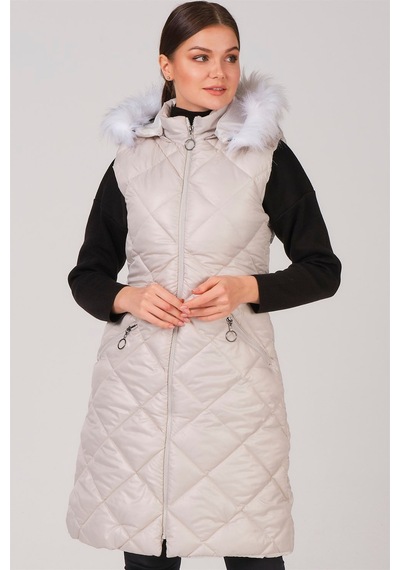 Z6717 Dewberry Bayan Yelek-krem Krem