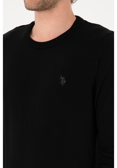 U.S. Polo Assn. Erkek Slim Fit Bisiklet Yaka Siyah Basic Kazak 50313713-VR046