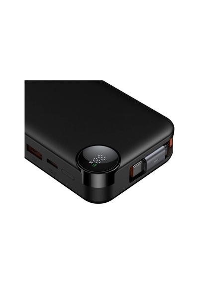 Mc-3870 10000mah 30w A+c Dijital Göstergeli Powerbank Dahili Usb-c Geri Çekilebilir Kablo Siyah