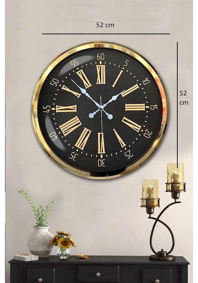 Zentime Prime Aurea Gold 52 Cm Metal Duvar Saati Çok Renkli