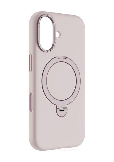Apple Uyumlu iPhone 17 Kılıf M-safe Şarj Özellikli Metal Standlı Sıvı Silikon Lenyes Ck223 Kapak Pembe Pembe