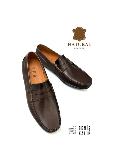 Sermoda Erkek Loafer - Hakiki Deri Rok Loafer Erkek Ayakkabı Kahve
