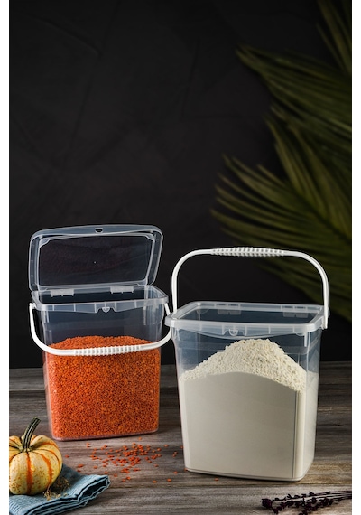 2'li Un Ve Bakliyat Kabı 6 Litre Şeffaf