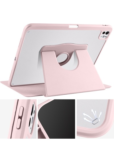 Apple Uyumlu iPad Pro 12.9 3./4./5./6. Nesil Kılıf Termik Kalem Bölmeli Dönebilen Standlı Kılıf 2018-2022