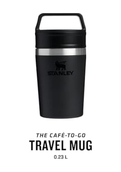 Cafe To-go Travel Mug Termos Bardak, Siyah, 0.23 Litre Açık Beyaz