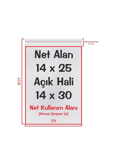 Şeffaf Bantlı Yapışkanlı Opp Jelatin Poşet 100 Adet 14 x 25 + 5 CM