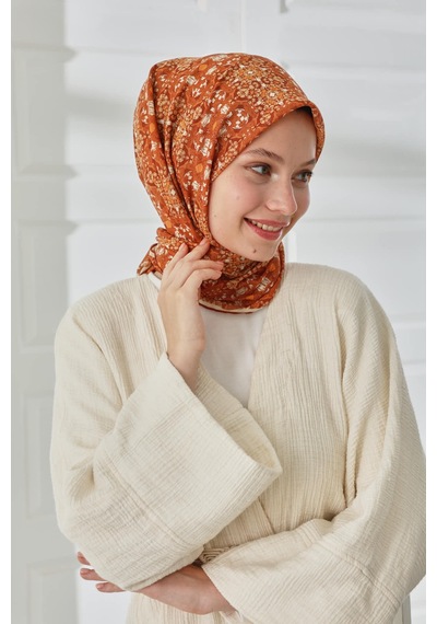 Silk Home Soft Eşarp 73093-15 Kiremit, Turuncu, Taba, Ekru