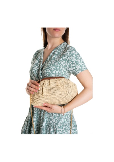 Adelina Bags Kadın Burslu Hasır Çanta Portföy Clutch Omuz Çantası El Ve Omuz Askılı Hasır Çanta