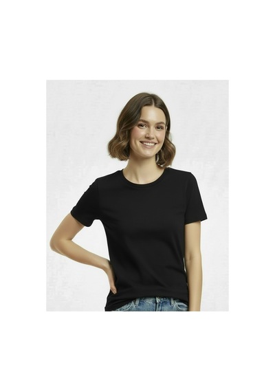 Lyvean Bisiklet Yaka Regular Kısa Kollu Tshirt Siyah