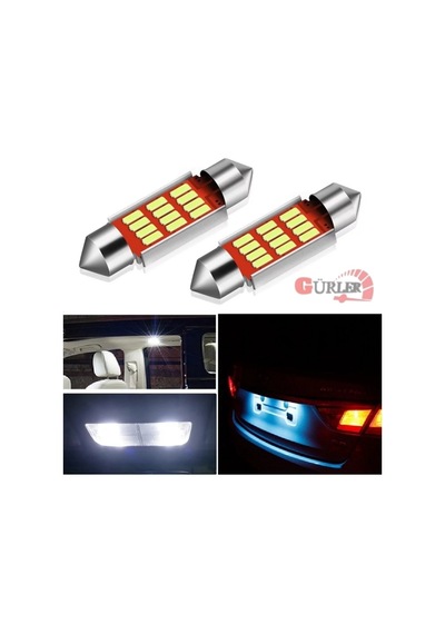 Sofit Led 12V W5 Canbuslı Plaka Ledi Tavan Ledi 39Mm Beyaz 2 Adet 12V Beyaz 2 Adet-39 Mm