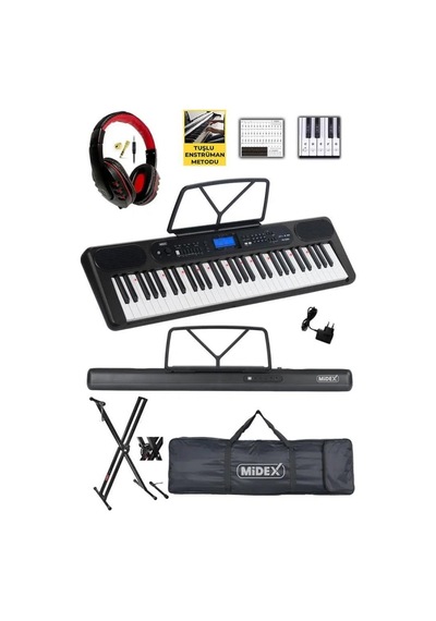 Midex Ps-5200bk-hs Pro Org 61 Led Işıklı Tuş Hassasiyetli Bluetooth Midi Kulaklık Stand