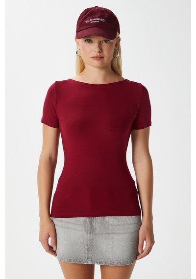 Ritnice Kadın Velvet Kayık Yaka Lux Touch Yumuşak Doku Kısa Kol Bordo Bluz Bordo Ritnice Kadın Velvet Kayık Yaka Lux Touch Yumuşak Doku Kısa Kol Bordo Bluz Bordo