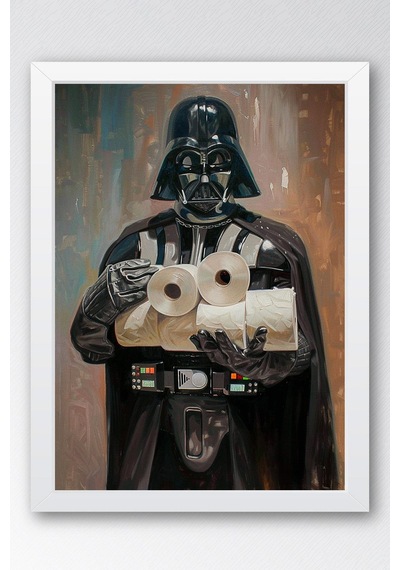 Tuvalet Kağıdı Tutan Darth Vader Çerçeveli Tablo - Wc Tuvalet İçin Tablo
