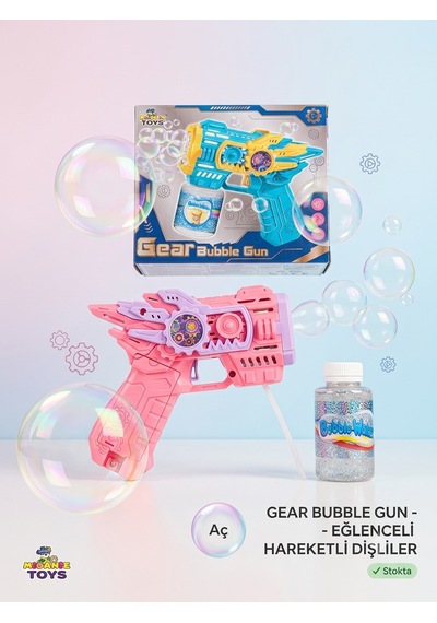 Pilli Led Işıklı Köpük Tabancası 15cm Yoğun Baloncuk Çıkaran Bubble Pembe