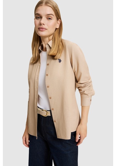 U.S. Polo Assn. Kadın Camel Uzun Kollu Basic Gömlek 50324791-vr015