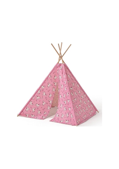 Çocuk Oyun Çadırı Ahşap Direkli Geniş Oyun Evi 150x150x200 Cm Pembe