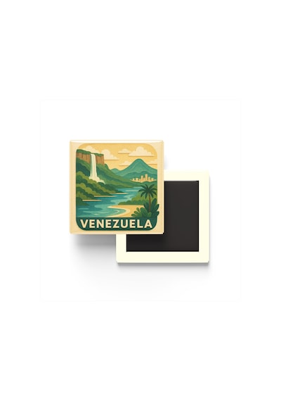 Venezuela - Venezuela - Paper Cut Art - Baskılı Buzdolap Magneti Kare - 9x9 Cm