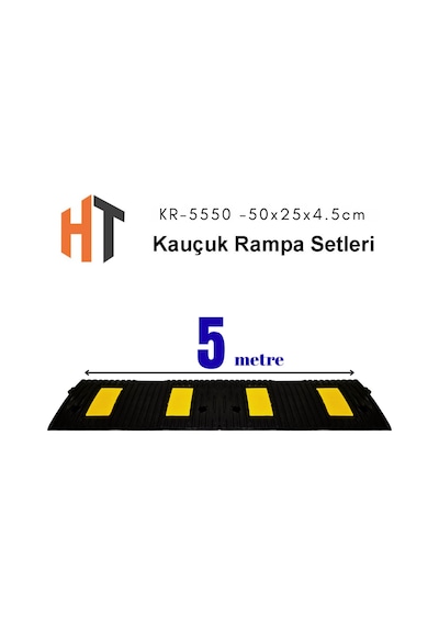 5 Metre Kauçuk Rampa, Otopark Rampası, Kaldırım Rampası 25 X 50 X 4,5 Cm