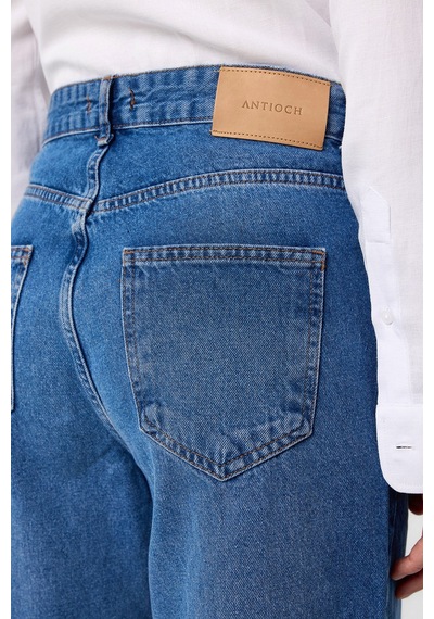 Antioch Yüksek Bel Relaxed Fit Erkek Kot Pantolon Açık Mavi