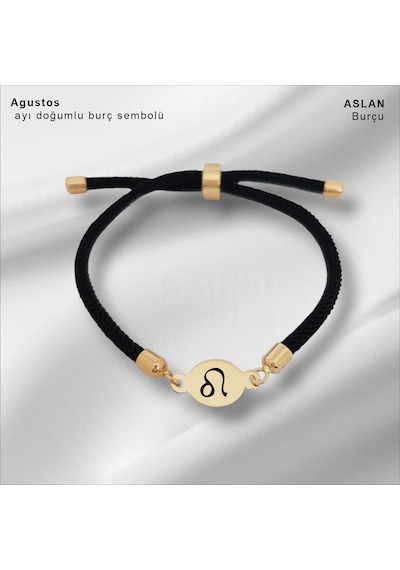 Ağustos Ayı Doğumlarına Oval Motifli İpek Örgülü 14 Ayar Altın Plakalı Hediye Bileklik-320ay-siyah Altın Ağustos Ayı Doğumlarına Oval Motifli İpek Örgülü 14 Ayar Altın Plakalı Hediye Bileklik-320ay-siyah Altın