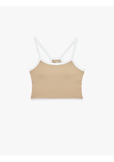 Koton Çapraz Askılı Kolsuz Slim Fit Biyeli Sporcu Sütyeni Vizon 6sak30195nk 10x