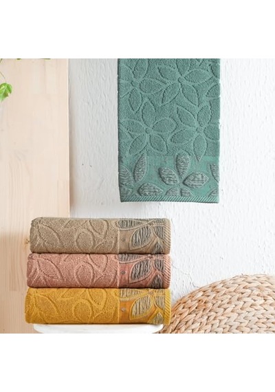 Home Dolce Jakarlı Havlu 70x140-yeşil Açik Gri