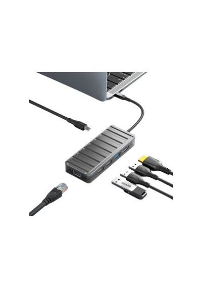 Piili Type-c 6 Portlu Dönüştürücü Adaptör Gri