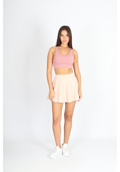 Soft&Basic Bol Kesim İçi Taytlı Cep Detaylı Sporcu Şort Etek Pembe
