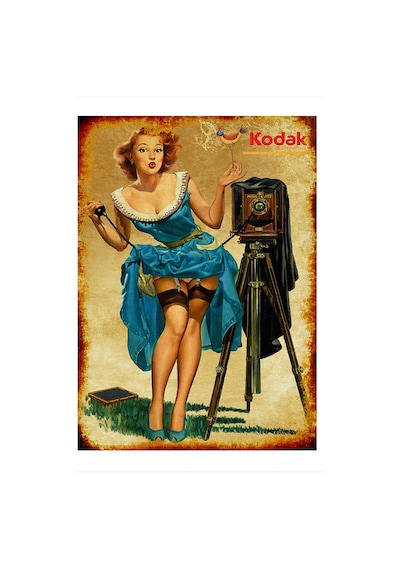 Bedeko Fotoğraf Çeken Pin Up Kızı Desenli Mdf Tablo 25 Cm X 35 Cm