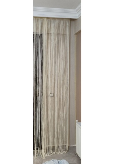 Düz İp Krem Renk En 100 Cm Boy 280 Cm Hazır Düğmeleri Dikilmiş İp Perde Krem