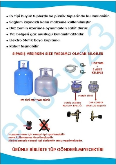 Güryan Volkan Ocak Dar Musluklu Hortum Kelepçe 33X33Cm Ahçı Ocağı