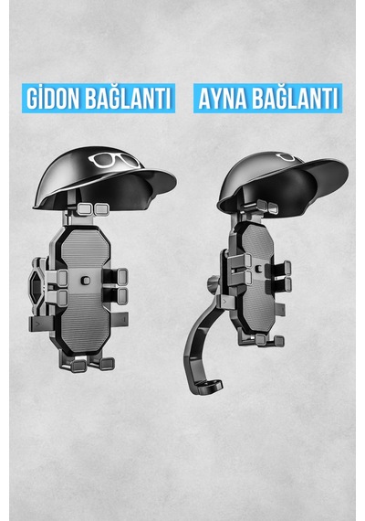 Titreşim Önleyici Otomatik Tuşlu Motorsiklet Bisiklet Tutacağı Gidon Ayna Bağlantılı Telefon Tutucu