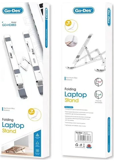 Dizüstü Notebook Laptop Standı Hava Sirkülasyonlu Go Des GD-HD883 Çok Fonksiyonlu 7 Kademeli Ayar