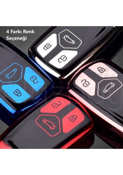Audi A6 A5 A4 Q7 Q5 S4 S5 S7 B9 A4l 4m 8w Tt Tts Rs 8s Parlak Tpu Anahtar Kılıfı Mavi
