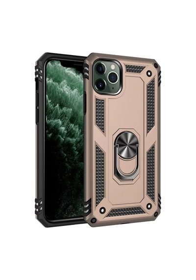 Newface Apple İphone 11 Pro Max Kılıf Sofya Yüzüklü Silikon Kapak - Gold Altın